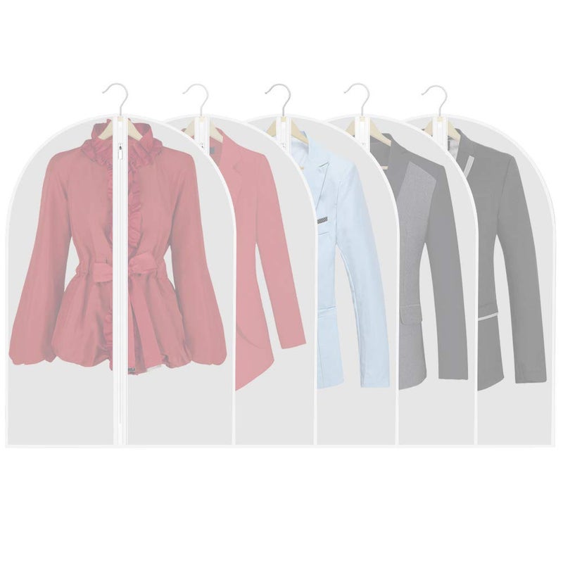 Thipoten Garment Bags, Set of 5 Lightweight 33 Inch Suit Bags with Full Stainless Steel Zipper, Garment Bags for Storage/Closet/Travel (Translucent, 24 x33 Inches) - Image 1